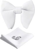 Vintage Oversized Pre-Tied Bow Tie Cufflinks Pocket Square Set With Gift Box