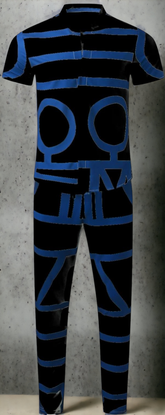 Fly Guys Men's Casual Suit Two-Piece Set Black Blue