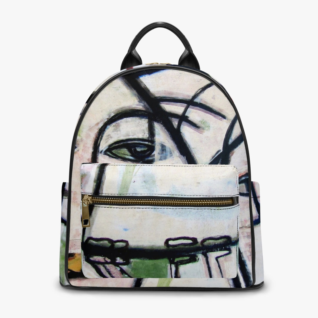 Abstract Gemini Printed PU Backpack