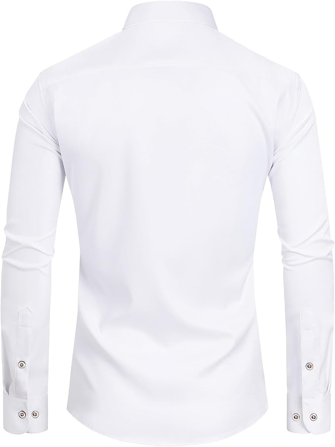 Elegant Flex-Fit Tuxedo Dress Shirt with Pleated Design - Perfect for Formal Occasions
