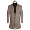 His Elegance Redefined: Wool Side Seam Pocket Trench Plaid Coat by ENETRENDS