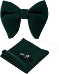 Vintage Oversized Pre-Tied Bow Tie Cufflinks Pocket Square Set With Gift Box