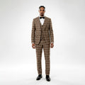 Mens Plaid Beige 3-Piece Suit Custom Tailor Made