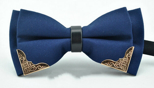 Elegant Polyester Bow Tie with Gold Accent Corners – Unisex Formal Accessory