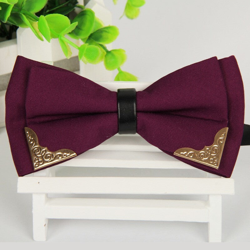 Elegant Polyester Bow Tie with Gold Accent Corners – Unisex Formal Accessory