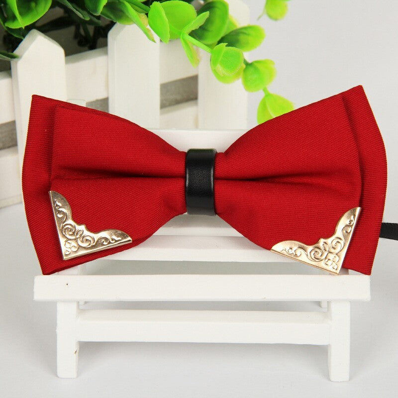 Elegant Polyester Bow Tie with Gold Accent Corners – Unisex Formal Accessory