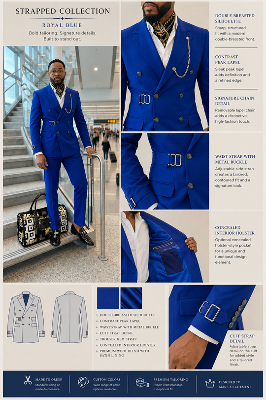 Royal Blue Strapped Collection Custom 2-Piece Suit