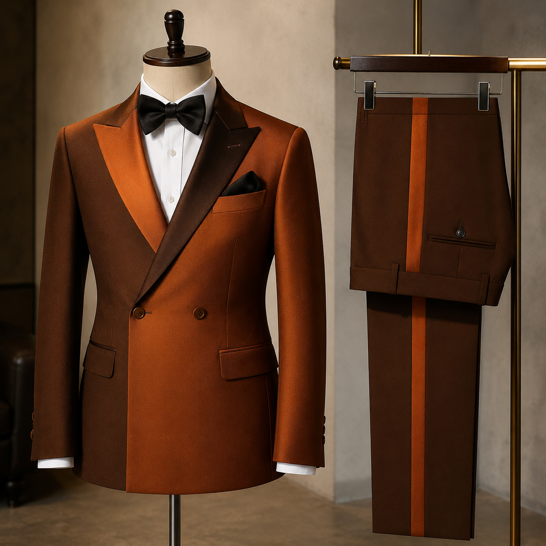 Pumpkin Splice Two-Tone Peak Lapel One Button Luxurious Men's Suit Custom M