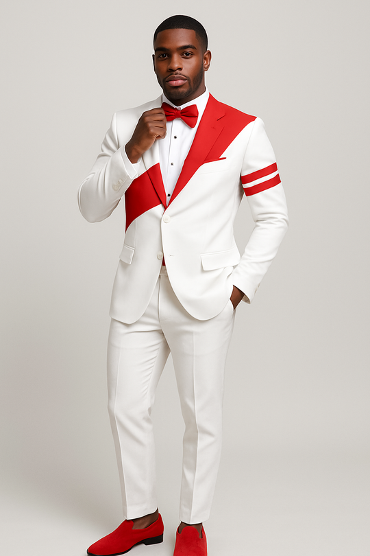 Gourrier Tailored Jacquard with Red Patchwork 2-Piece Suit