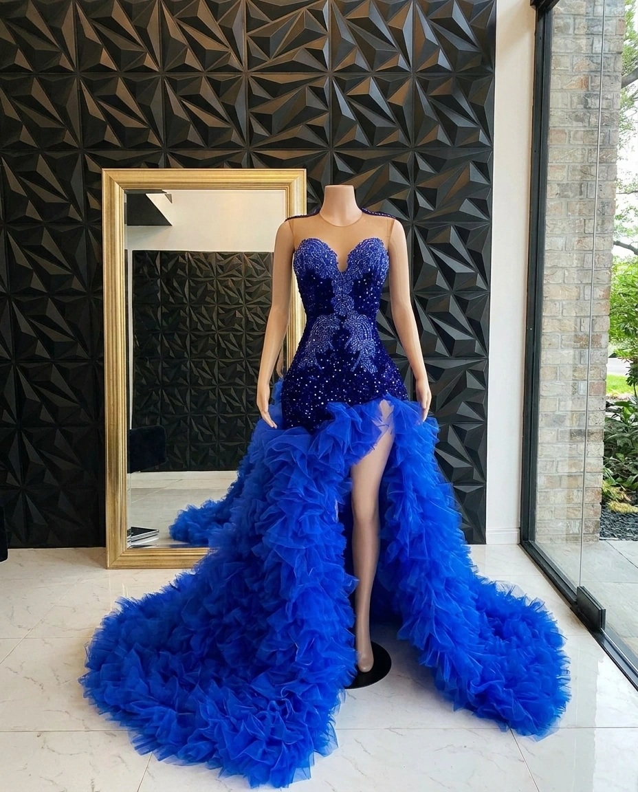 Crystal Rhinestones Bead Mermaid Gown