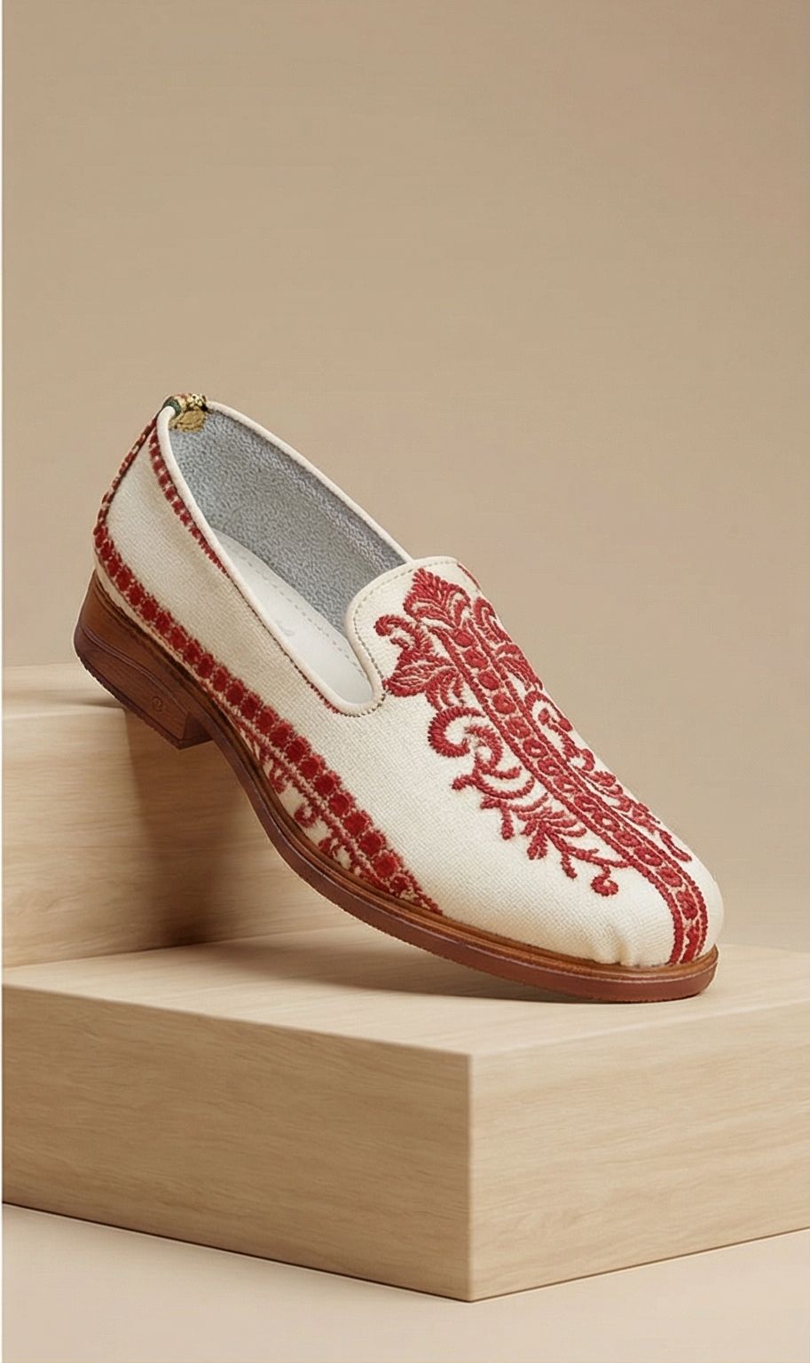 custom baroque loafers men ivory red embroidered slip on dress shoes prom wedding designer loafers handmade