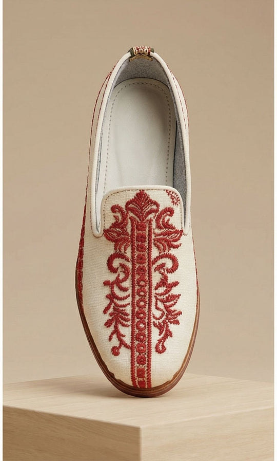 custom baroque loafers men ivory red embroidered slip on dress shoes prom wedding designer loafers handmade