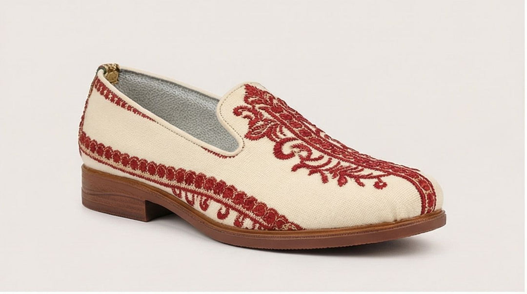 custom baroque loafers men ivory red embroidered slip on dress shoes prom wedding designer loafers handmade