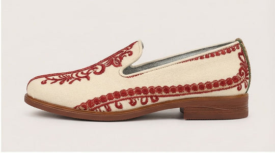 custom baroque loafers men ivory red embroidered slip on dress shoes prom wedding designer loafers handmade