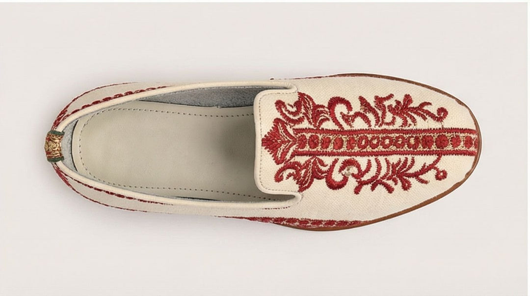 custom baroque loafers men ivory red embroidered slip on dress shoes prom wedding designer loafers handmade