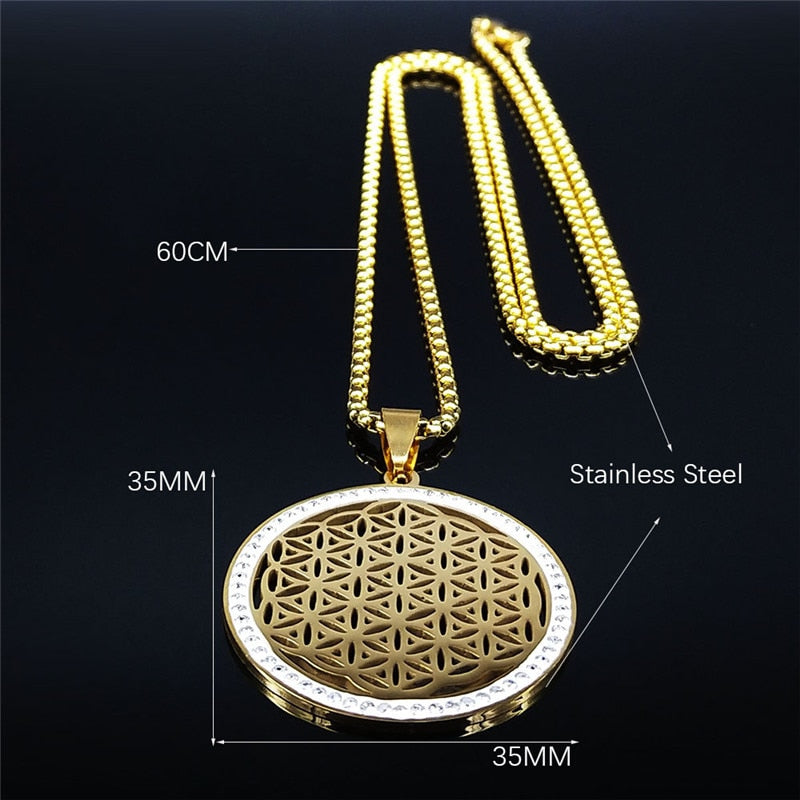 Stainless Steel Flower of Life Pendant: A Powerful Symbol of Healing and Enlightenment - ENE TRENDS -custom designed-personalized- tailored-suits-near me-shirt-clothes-dress-amazon-top-luxury-fashion-men-women-kids-streetwear-IG-best