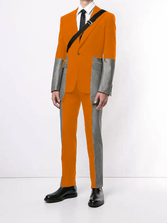 UR Color Gray Patchwork 2-piece Men's Suits II