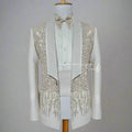 Men's Luxury White Crystal Beaded Formal 2 Piece Tuxedo Suit