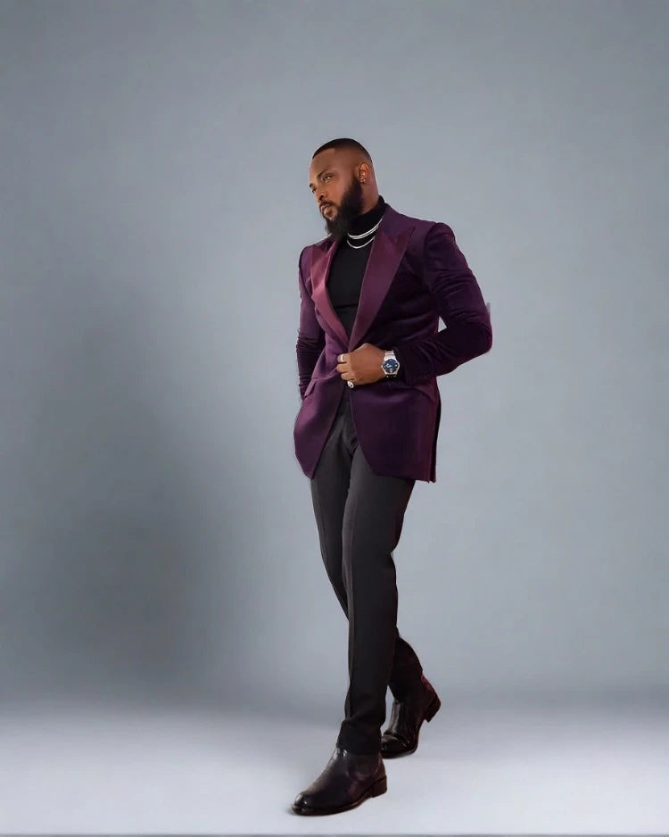 Majestic Plum Velvet Gala Suit - purple velvet_enetrends