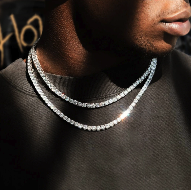 Diamond Pieces Iced Out Tennis Chain Necklace CZ