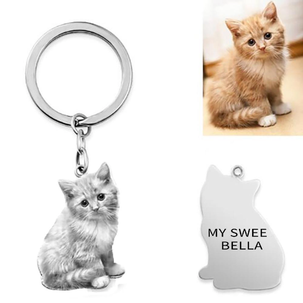 Personalized Pet Memoir Keychain & Necklace in Pet Shape