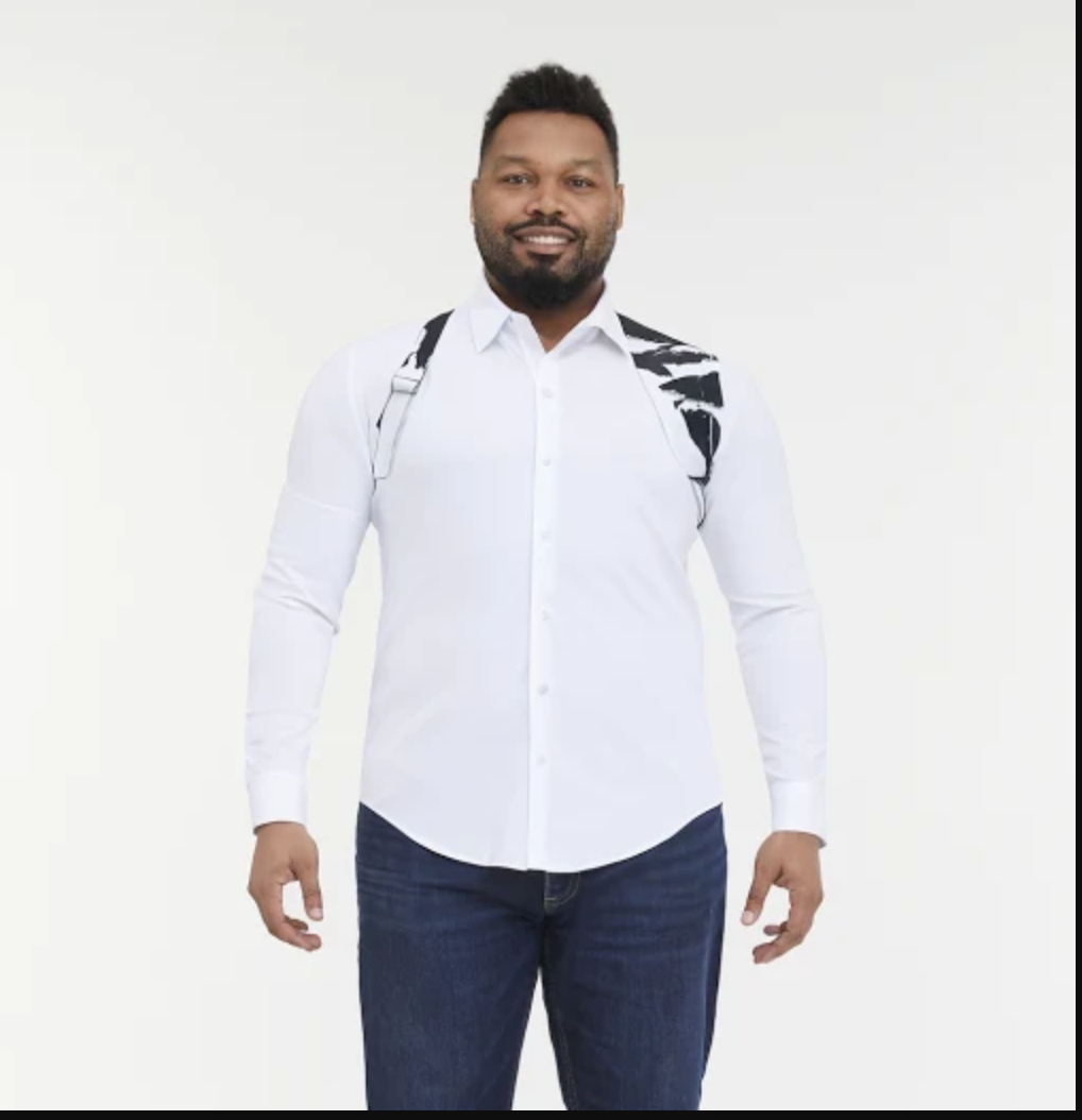Slim-fit Long Sleeve Shirt Contrast Color Shoulder Strap Business Leisure Trend For Men High Sense Black / 3XL Slim-fit Long Sleeve Shirt Contrast Color Shoulder Strap Business Leisure Trend For Men High Sense Black / 3XL