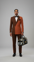 Pumpkin Splice Two-Tone Peak Lapel One Button Luxurious Men's Suit Custom M