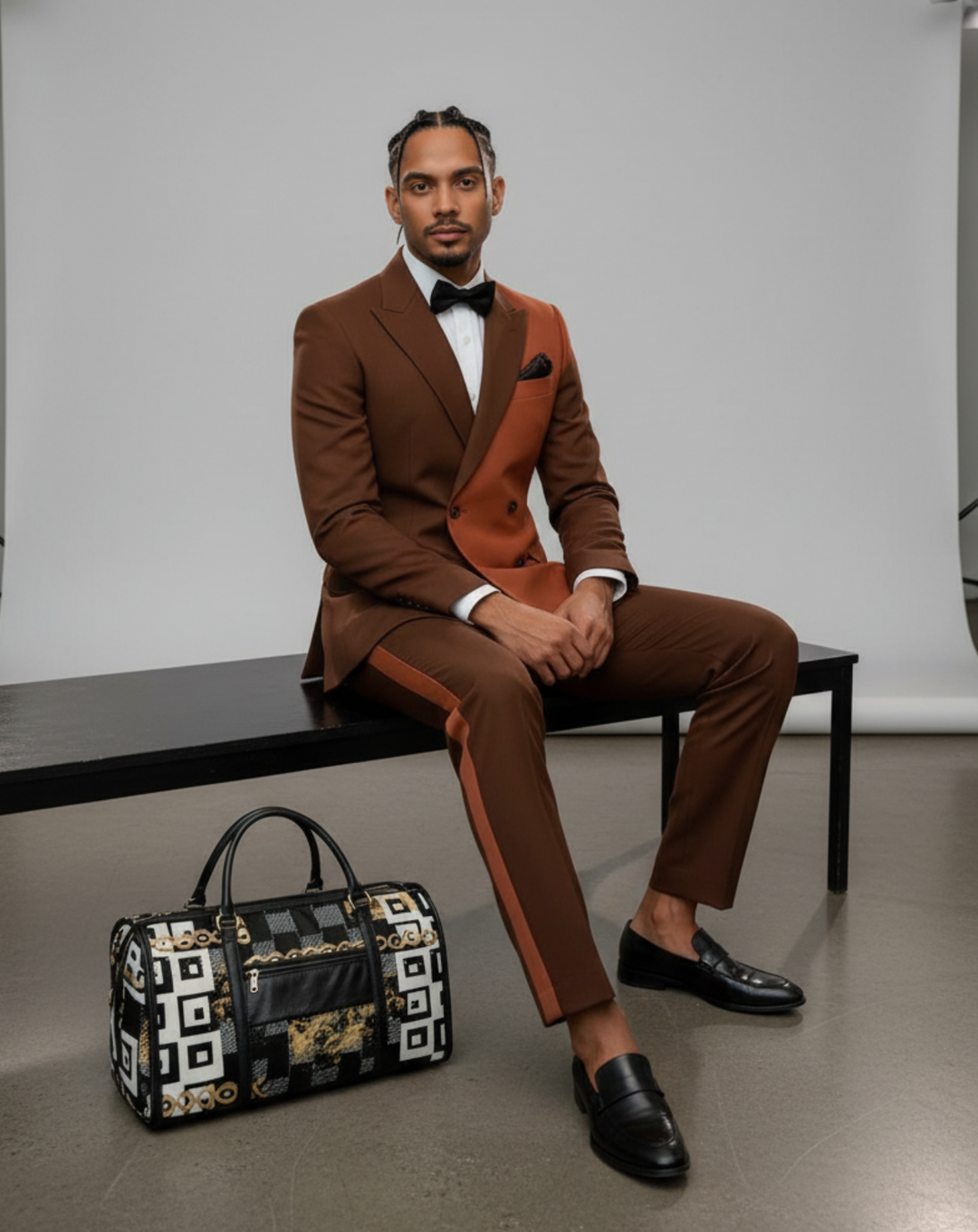 Pumpkin Splice Two-Tone Peak Lapel One Button Luxurious Men's Suit Custom M