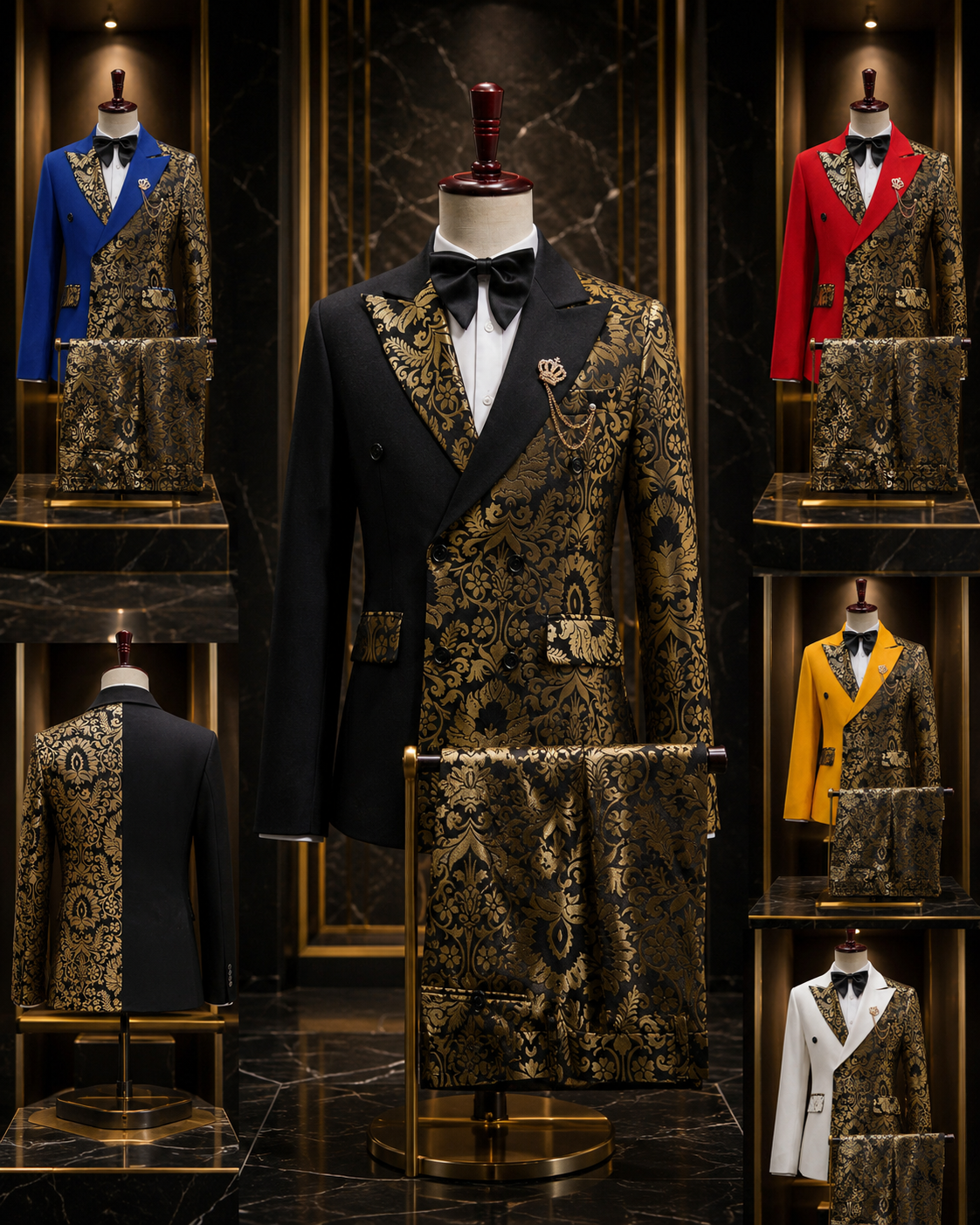 Stephen Double Breasted Gold Floral Jacquard Slim Fit Mens Suits - ENE TRENDS -custom designed-personalized- tailored-suits-near me-shirt-clothes-dress-amazon-top-luxury-fashion-men-women-kids-streetwear-IG-best