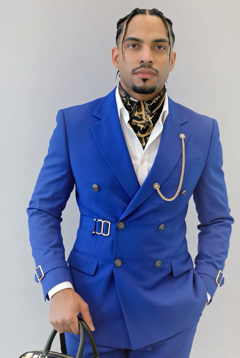 Royal Blue Strapped Collection Custom 2-Piece Suit