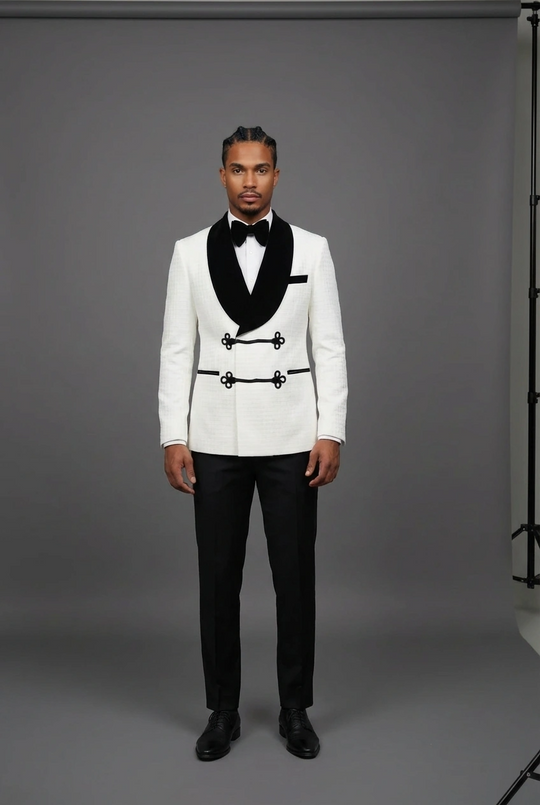 Vonn Vol. 1 Double Breasted Black Velvet Lapel 2pc SlimFit Suit (Standard or Custom Made To Order)