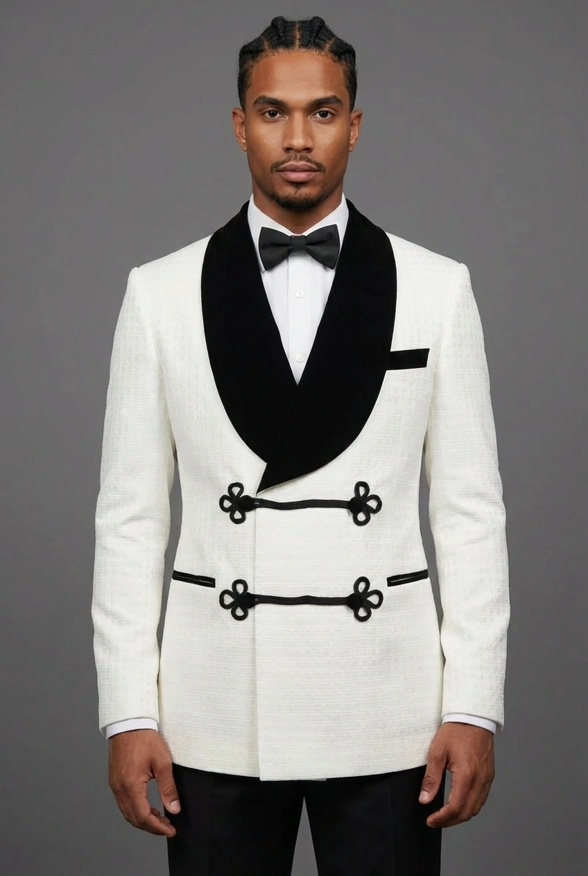Vonn Vol. 1 Double Breasted Black Velvet Lapel 2pc SlimFit Suit (Standard or Custom Made To Order)