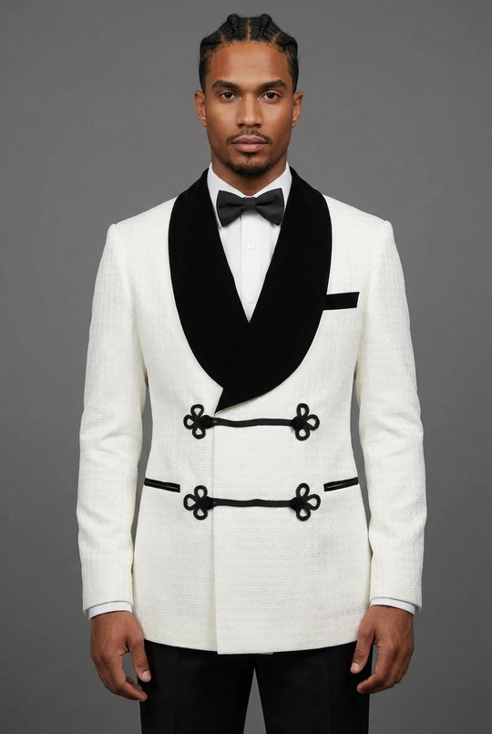 Vonn Vol. 1 Double Breasted Black Velvet Lapel 2pc SlimFit Suit (Standard or Custom Made To Order)