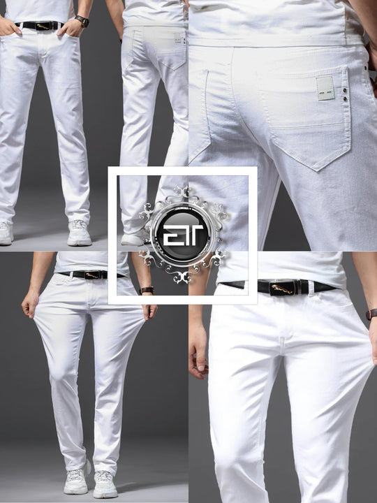 Men's Straight-Leg Stretch Pure White Jeans