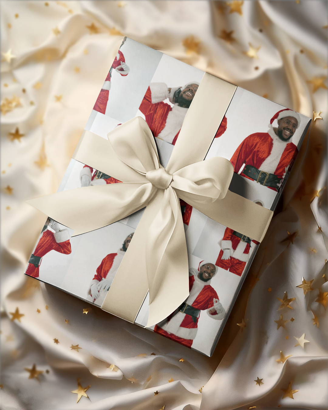Jolly Jive" Black Santa Dancing Wrapping Paper