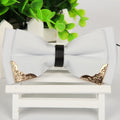 Elegant Polyester Bow Tie with Gold Accent Corners – Unisex Formal Accessory