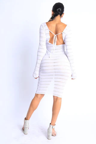 Ivy Open Back Sheer Knit Midi Coverup Dress - White - ENE TRENDS -custom designed-personalized- tailored-suits-near me-shirt-clothes-dress-amazon-top-luxury-fashion-men-women-kids-streetwear-IG-best