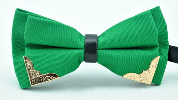 Elegant Polyester Bow Tie with Gold Accent Corners – Unisex Formal Accessory