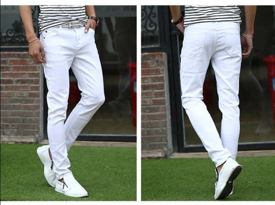Men's Straight-Leg Stretch Pure White Jeans