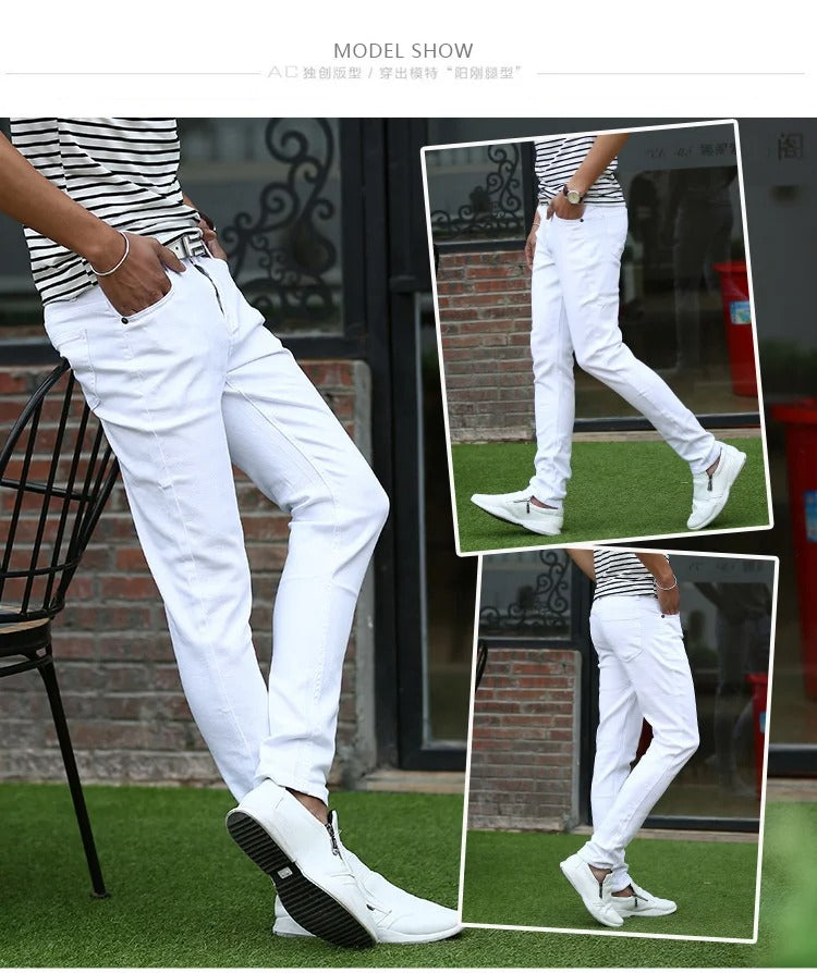 Men's Straight-Leg Stretch Pure White Jeans