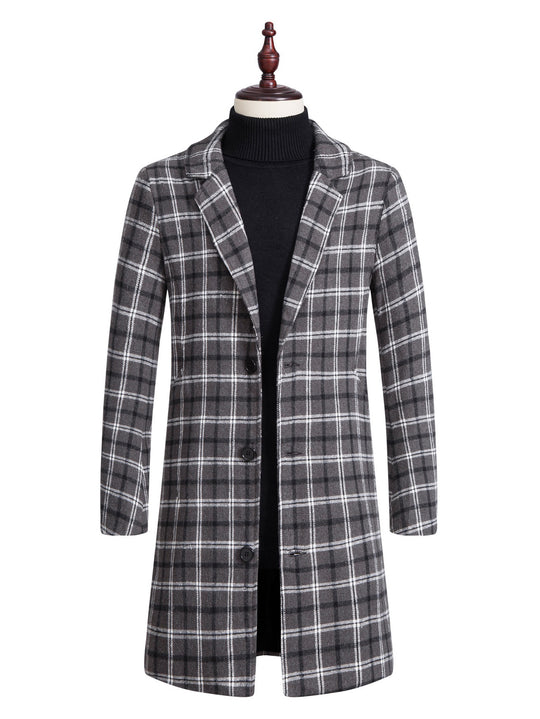 Timeless Sophistication: Men's Loose-Fit Lapel Trench Coat in Premium Wool Blend
