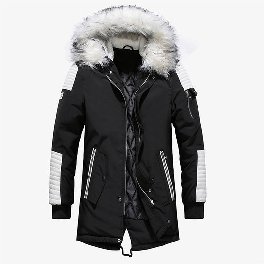 Thick Warm Parka Men's Fur Hooded Long Length Coat