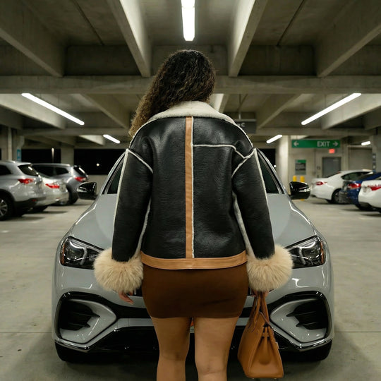 Colorblock Faux Fur Jacket With Fox Cuffs - ENE TRENDS -custom designed-personalized- tailored-suits-near me-shirt-clothes-dress-amazon-top-luxury-fashion-men-women-kids-streetwear-IG-best