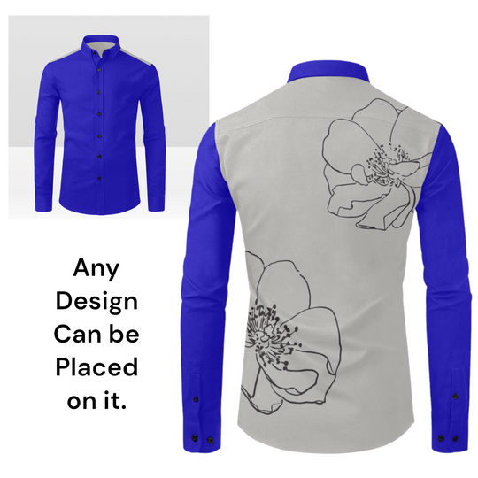 Custom Men's All Over Print Casual Dress Shirt for Initials Logo Name Picture Color