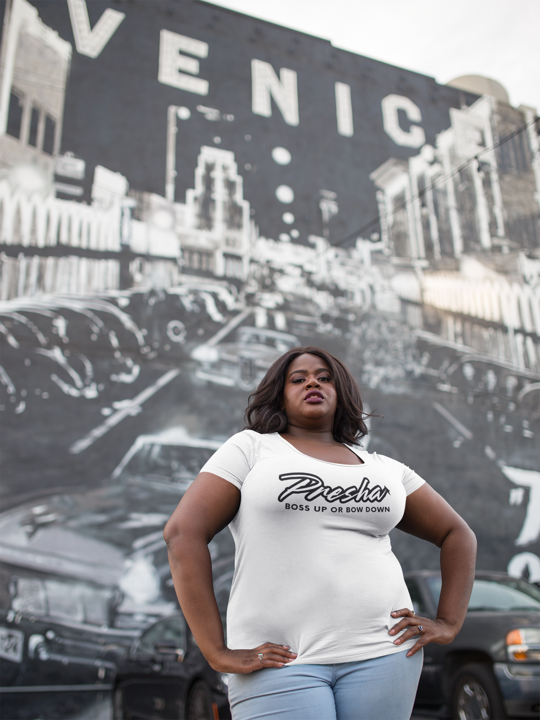 Presha White Cotton T-Shirt - Women's