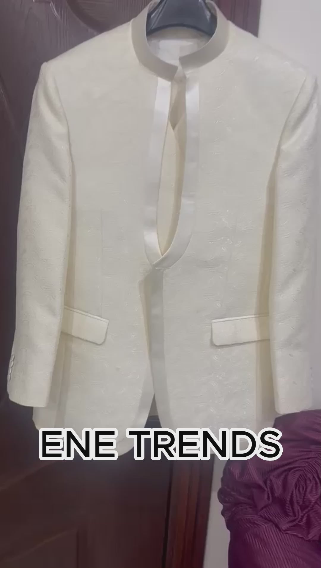 Divine Renaissance: A Revamped "Pope" Suit in Ivory White, featuring a Bishop Neckline, Single Button Closure