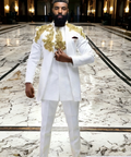 Men's Sovereign Gold Appliques Dashiki 3 Piece Luxury Suit