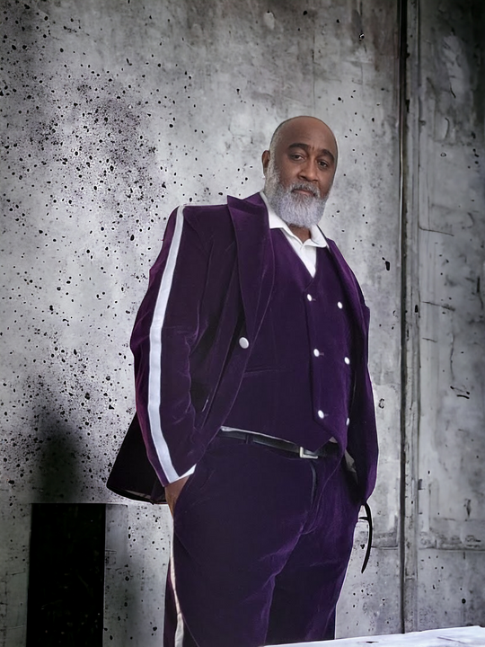 Ronnie's Velvet Elegance: Custom-Lined Three-Piece Suit for Men