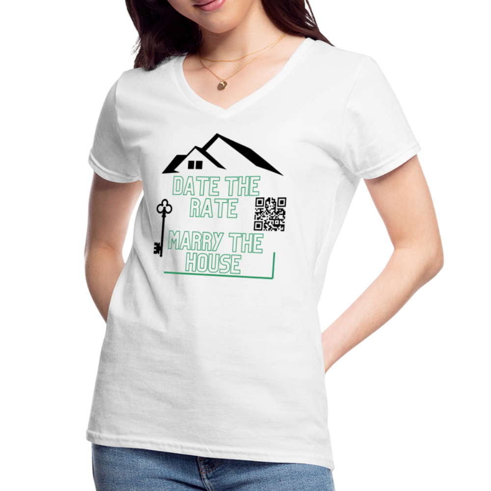 Date the Rate Marry The House Women's V-Neck T-Shirt - white