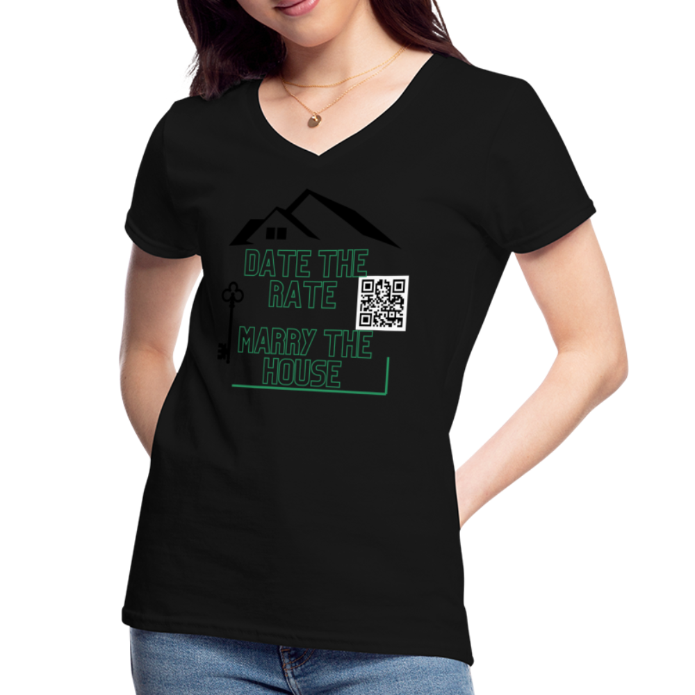 Date the Rate Marry The House Women's V-Neck T-Shirt - black